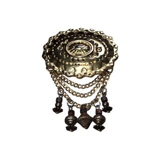 Vintage GJD Ginnie Johansen Western Gold Tone Chatelaine Dangle Charm Brooch Pin